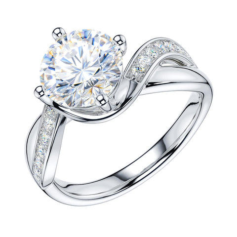 Sterling Silver 2CT Moissanite Twisted Swirled Wrapped Infinity Promise Engagement Ring For Women