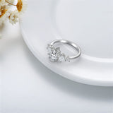 Sterling Silver Personalized Engraved 1.5 ct Pear Shape Engagement Ring