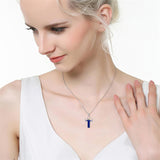 Sterling Silver Lapis Lazuli Abalone Shell Cross Mountains Necklace