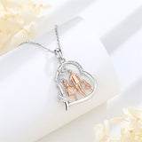 Sterling Silver Cubic Zirconia Mother Daughter Father Daughter Pendant Necklace