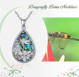Sterling Silver Abalone Shell Dragonfly Pendant Necklace