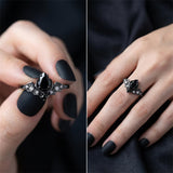 Sterling Silver 10K  14K  18K Gold 1CT-4CT Black Onyx Engagement Ring Gothic Wedding Promise Ring