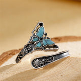 Sterling Silver Turquoise Vintage Adjustable Sunflower Dragonfly Butterfly Feather Tree of Life Spoon Ring