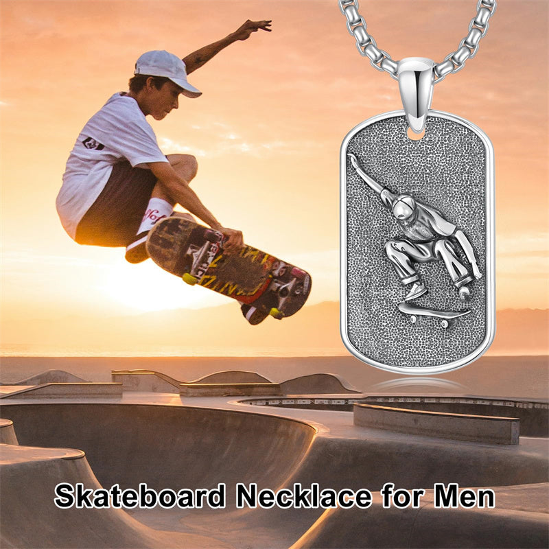 Sterling Silver Dog Tag Baseball Basketball Softball Soccer Pendant Necklace for Men