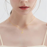 14K Gold Hummingbird Daisy Pendant Necklace