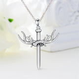 Sterling Silver Wooden Cross Pendant Necklace