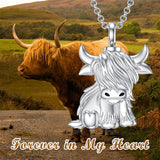 Sterling Silver Highland Cow Urn Necklace for Ashes