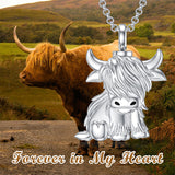Urn Necklace for Ashes 925 Sterling Silver Highland Cow Cremation Necklaces Memorial Keepsake Jewelry Pendant for Women Men with Filling Tool