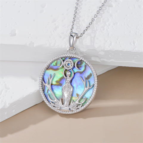 Sterling Silver Triple Moon Goddess Tetragrammaton Lilith Hecate  Pagan Wiccan Amulet Pendant Necklace