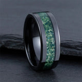 Moss Agate Ring 925 Sterling Silver Custom Engraving Text Men's Wedding Rings Promise Ring Gift for Engagement/Wedding