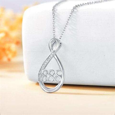 Sterling Silver 111 222 333 444 555 777 888 999 Infinity Angel Number Pendant Necklace