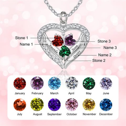 Copper Sterling Silver Simulated Birthstone Name Pendant Necklace for Mom