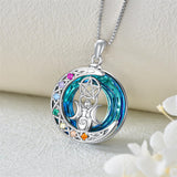 Sterling Silver Crystal Triple Moon Goddess Hamsa Hand Lotus Tree of Life Flower of Life Chakra Pendant Necklace
