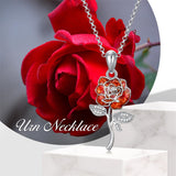 Sterling Silver Rose Flower Urn Necklace for Ashes