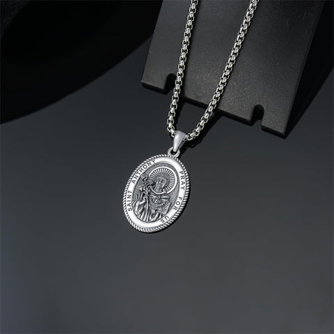 Sterling Silver Saint Joseph St Michael Saint Peter Saint Christopher Religious Pendant Necklace