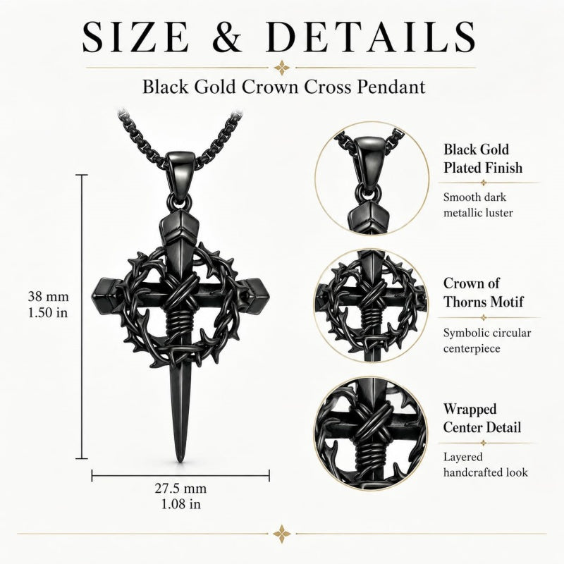 Crown of Thorns Religious Nail Cross Pendant Necklace