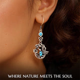 Sterling Silver Vintage Moonstone Turquoise Lotus Tree of Life Hummingbird Butterfly Drop Earrings