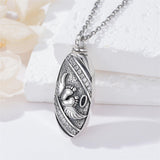 Sterling Silver Oval Paw Prints Dog FootPrints  Heart Rabbit Urn Necklace for Ashes Keepsake Jewelry for Women