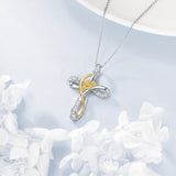 Sterling Silver Daisy Rose Plumeria Lotus Sunflower Cross Pendant Necklace for Women