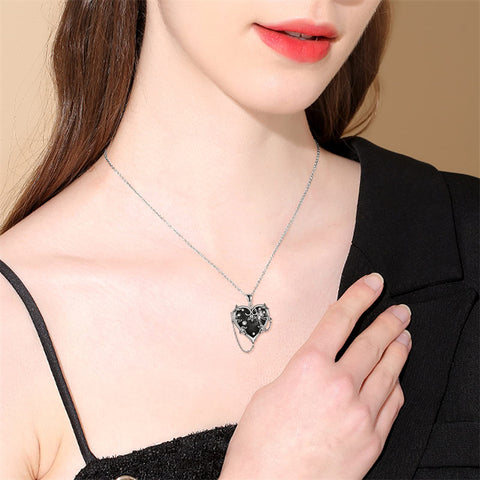 Sterling Silver Gothic Witches Heart Pendant Necklace