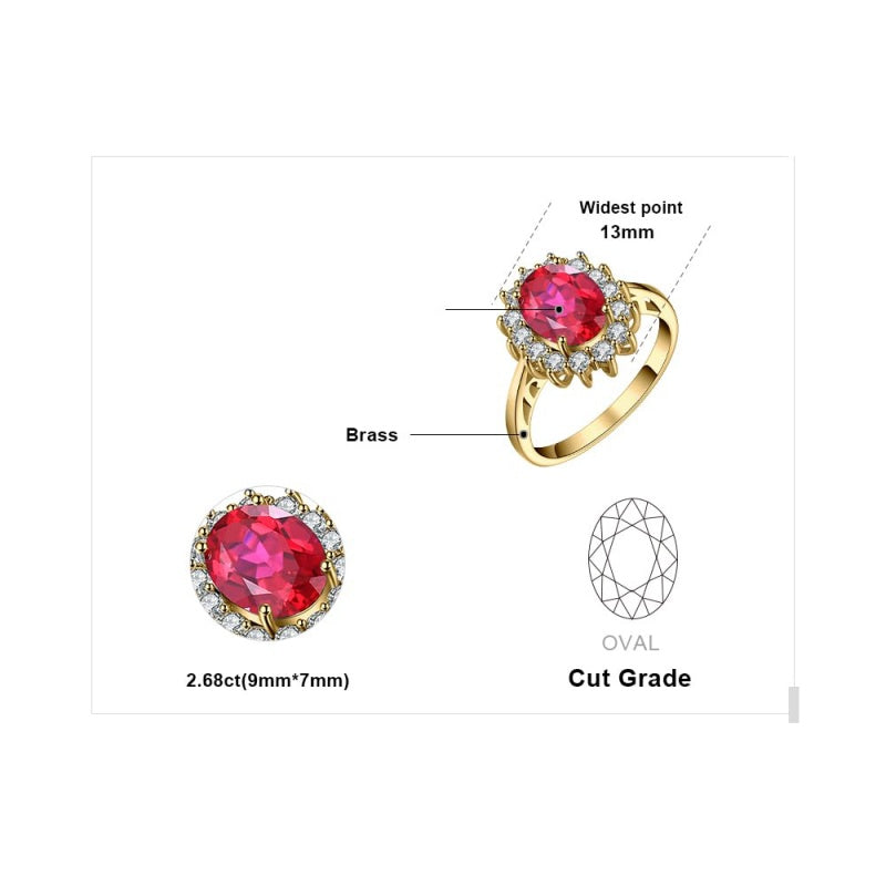 14K Yellow Gold Plated Birthstone Halo Engagement Rings for Women