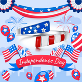 Silver USA America Flag Ring S925 Patriotic Independence Day Star Jewelry 4th of July Gifts for Women