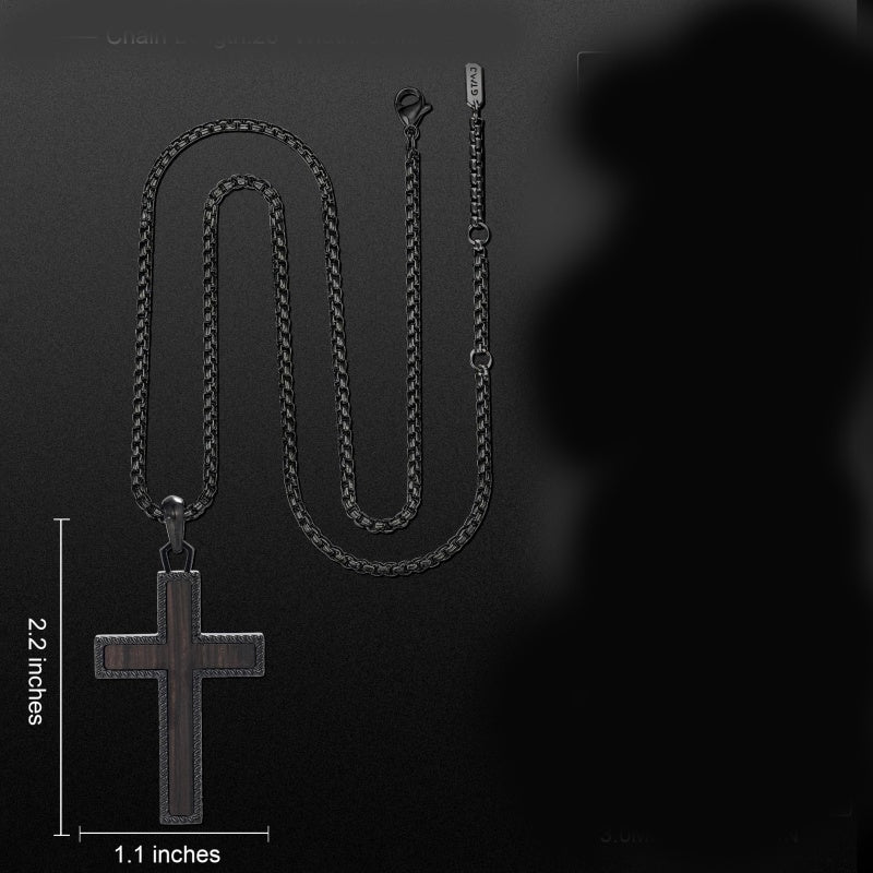 14K Gold Plated Wooden Cross Necklace Jewelry Gift for Him