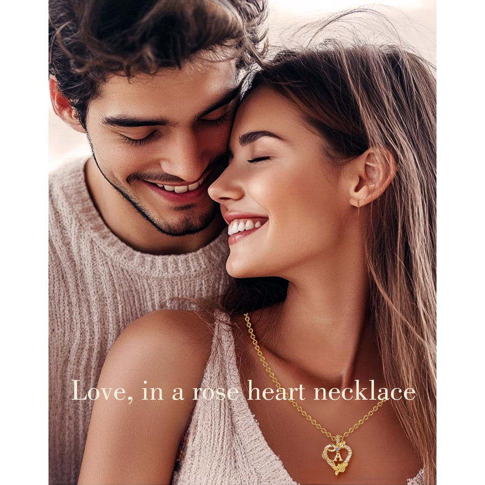14K Gold Plated Initial Heart Pendant  Necklace Gift for Women Anniversary for Her