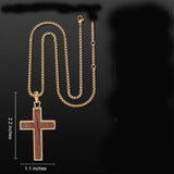 14K Gold Plated Wooden Cross Necklace Jewelry Gift for Him