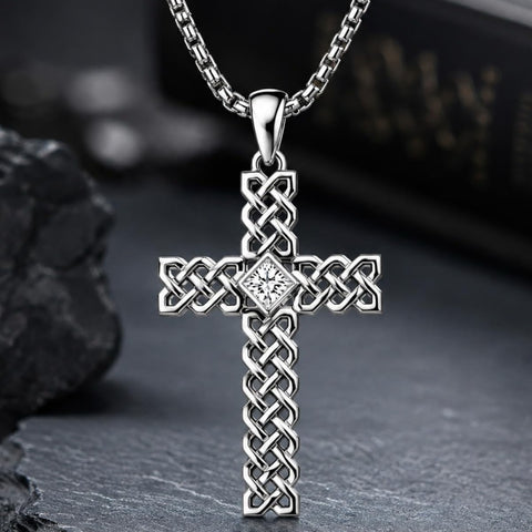 14K Gold Plated Celtic Vikin Cross Pendant Necklace Irish Jewelry Religious Protective Gift