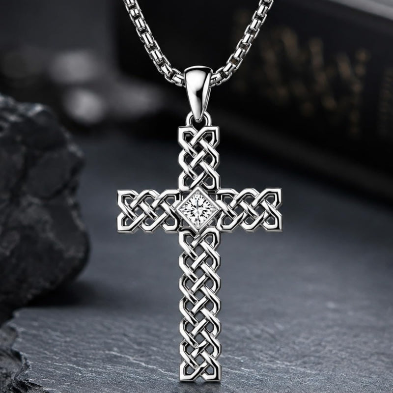 14K Gold Plated Celtic Vikin Cross Pendant Necklace Irish Jewelry Religious Protective Gift