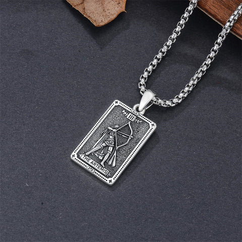 Sterling Silver Tarot Card Hecate Athena Artemis Lilith Medusa Goddess Pendant Necklace