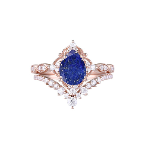 Sterling Silver 10K 14K 18K Gold Pear Shaped Gemstone Engagement Ring