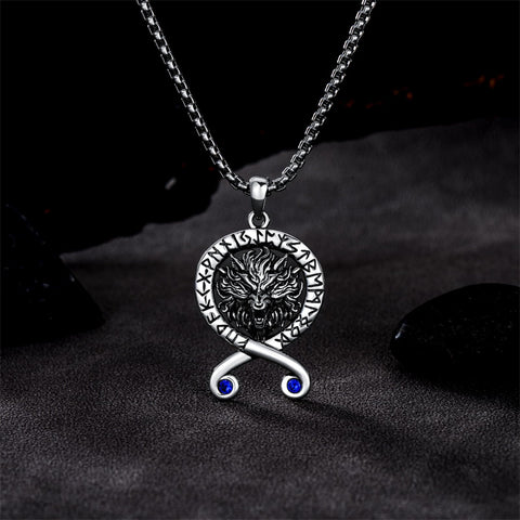 Sterling Silver Viking Dragon Eagle Wolf Animal Pendant Necklace for Men