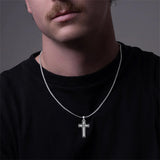 Sterling Silver Cross Christian Pendant Necklace for Men
