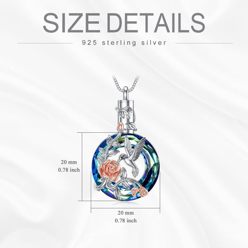 Sterling Silver Cross Hummingbird Cardinal  Rose Sunflower Urn  Necklace for Ashes Cremation Jewelry