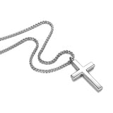 Stainless Steel Simple Men’s Stainless Steel Cross Pendant Chain Necklace for Men Women, 20-24 Inches Chain