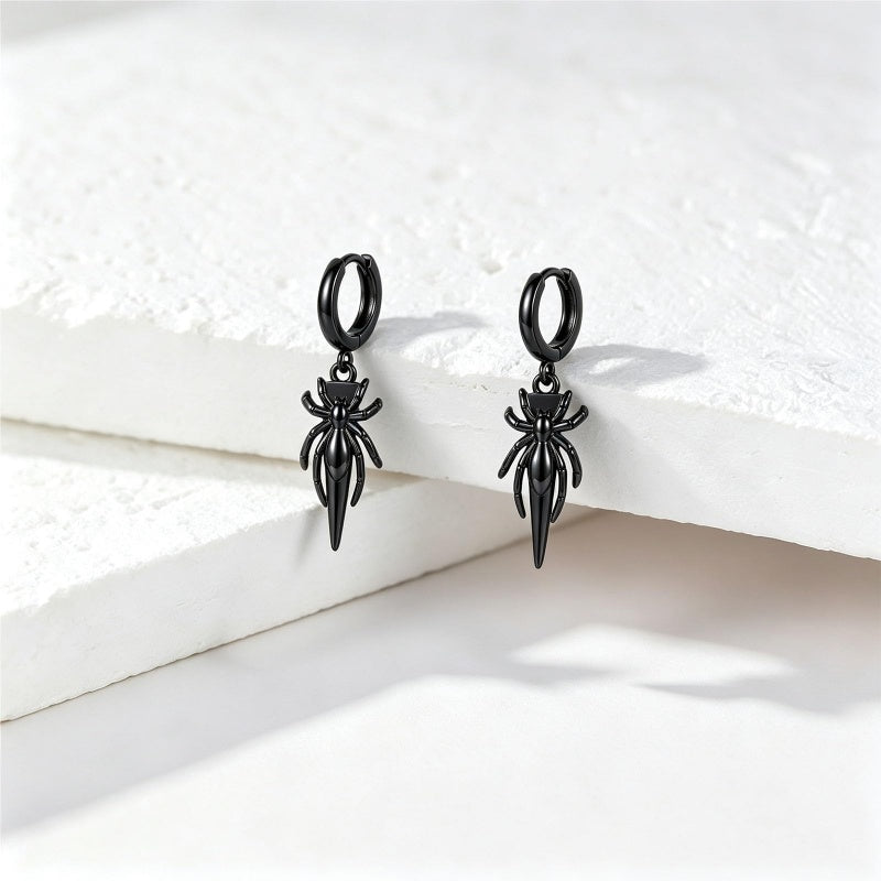 Sterling Silver Feather Arrow  Skull Spider Bat Scorpion Hoop Earrings Halloween Christmas Gift