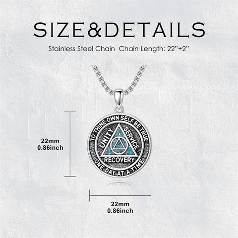 Sterling Silver AA Sobriety Alcoholics Anonymous  Pendant Necklace for Men