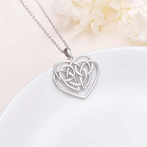 Sterling Silver Celtic Knot Mother and Child Pendant Necklace
