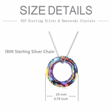 925 Sterling Silver Circle Necklace with Austrian Crystal, Jewelry for Women Teen Girls