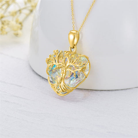 925 Silver Tree of Life & Heart Crystal Necklace