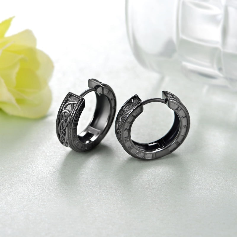 14K Gold Plated Viking  Hoop Earrings for Men
