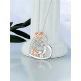 Sterling Silver Cubic Zirconia Dinosaur with 1 2 3 4  Cubs Pendant Necklace