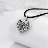 Pet Dog Celtic Urn Necklace Cremation Jewelry for Ashes Sterling Silver Paw Print Necklace Memorial Jewelry