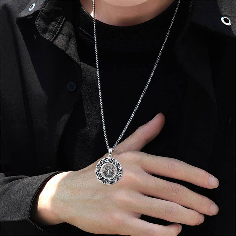 Sterling Silver Oxidized Tiger Wolf Lion Leopard Pendant Necklace for Men