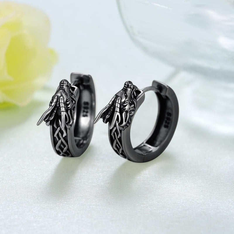 14K Gold Plated Viking  Hoop Earrings for Men