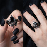 Sterling Silver 10K  14K  18K Gold 1CT-4CT Black Onyx Engagement Ring Gothic Wedding Promise Ring