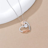 Sterling Silver Mother Daughter Pendant Necklace Engraved with Love You