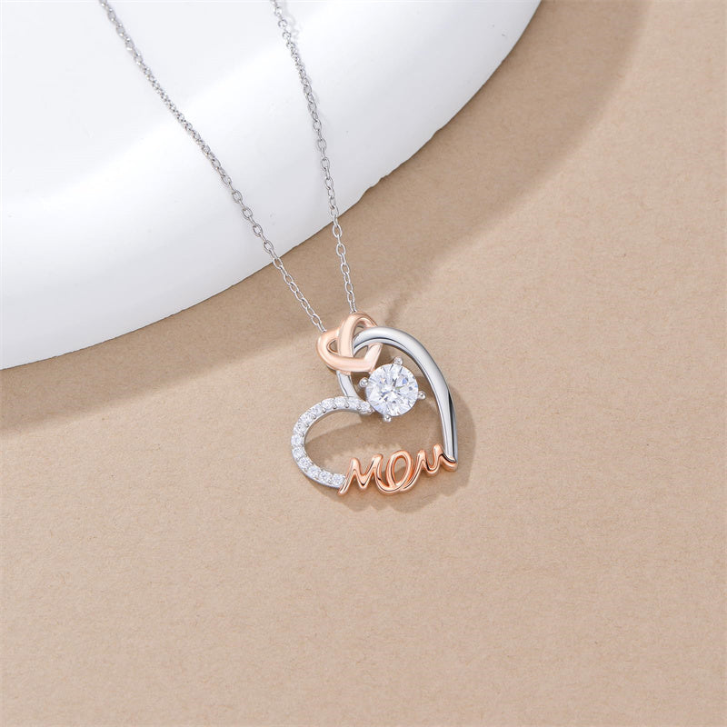 Sterling Silver Mother Daughter Pendant Necklace Engraved with Love You